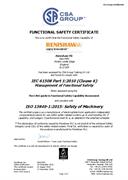 Functional Safety certificate - Renishaw UK SIRA CASS 00023/03 IEC61508 and ISO13849